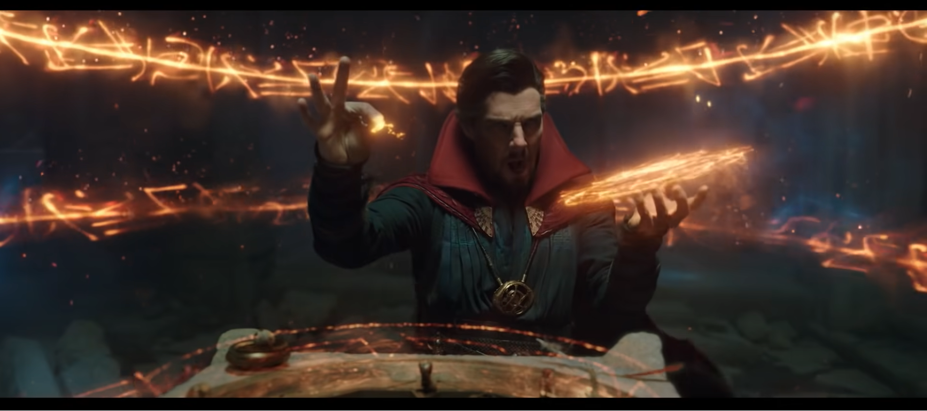 Dr. Strange conjuring the amnesia spell.