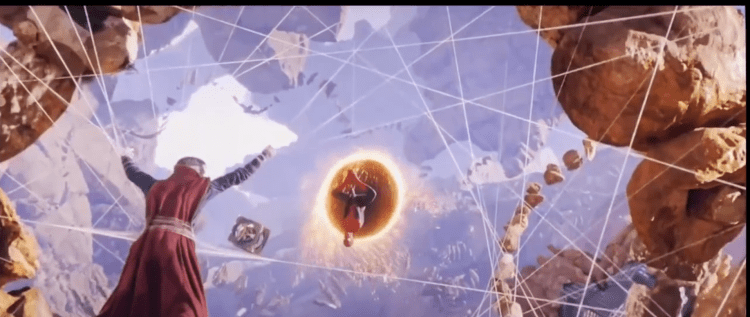 Spider-Man traps Dr. Strange in a web